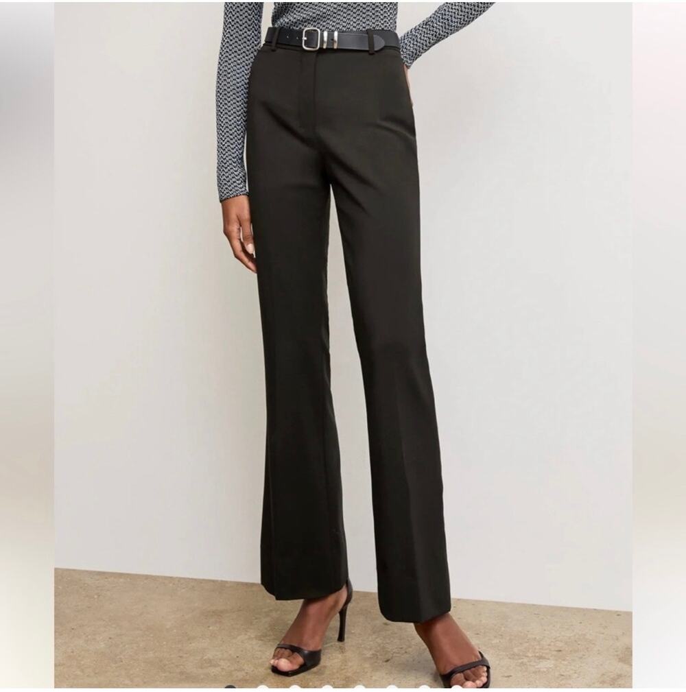 MM LaFleur Pants Womens 6 Black Horton Flare Trouser Washable Wool Twill Classic